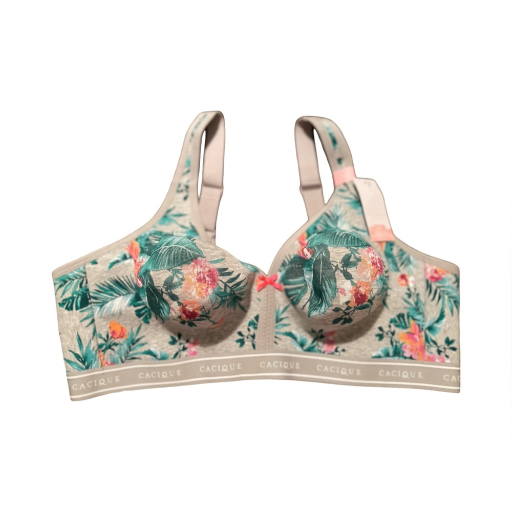 Cacique Tropical Floral Sports Bralette Size 42D, NWT